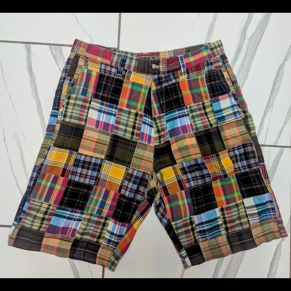 Siegfried Vintage Shorts Plaid Patchwork Men's Size 34 Golf Beach 100% Cotton